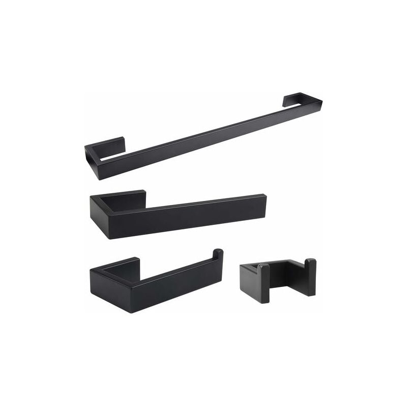 foto del prodotto 4pcs accessori bagno set nero 304 acciaio inossidabile 40cm portasciugamani porta carta igienica 14cm porta salviette gancio asciugamani
