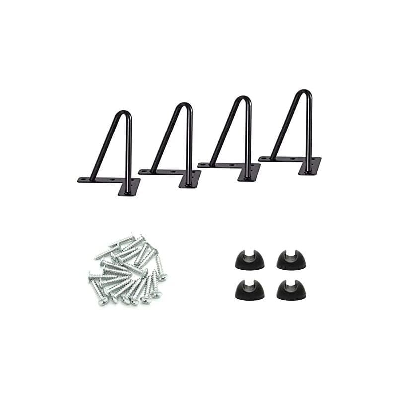 foto del prodotto 4pcs hairpin table legs 4 inch diy metal table legs for heavy duty perfect for cabinet, tv cabinet, drawers, bedside table, comes with screws and