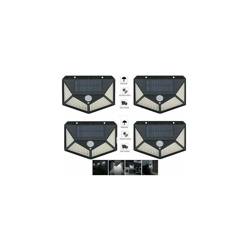 foto del prodotto 4pcs lampada luce faretto faro esterno energia solare 100 led sensore movimento
