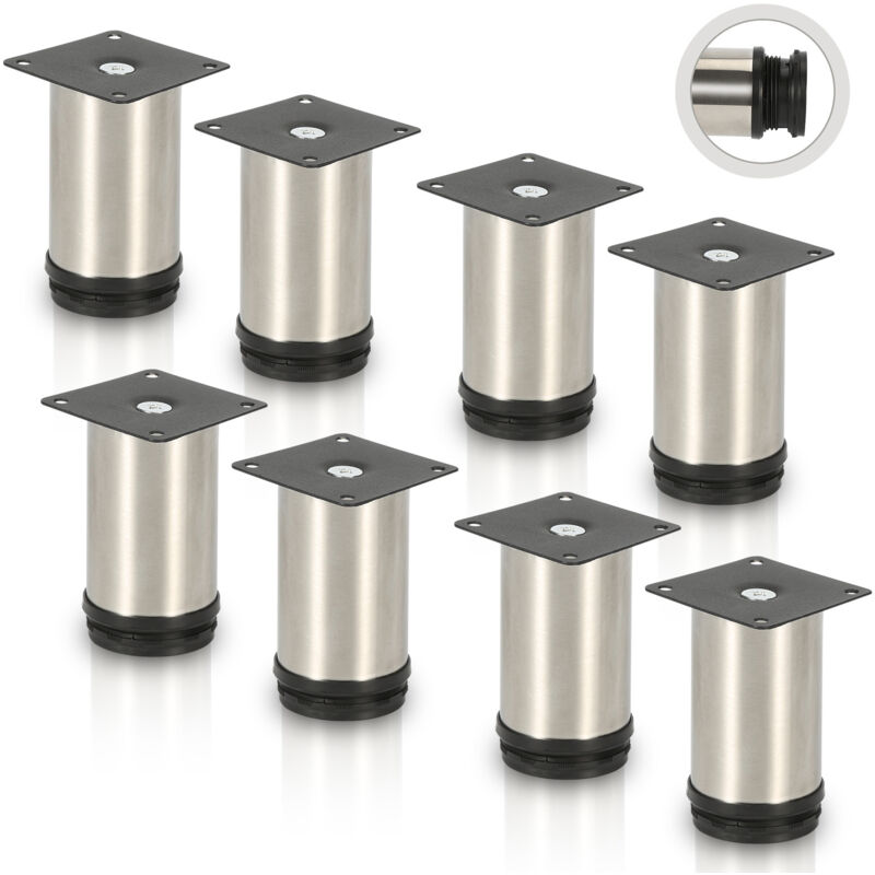 foto del prodotto 4pcs mobili piedi piedi regolabili in acciaio inox 50 mm piede regolabile argento - swanew