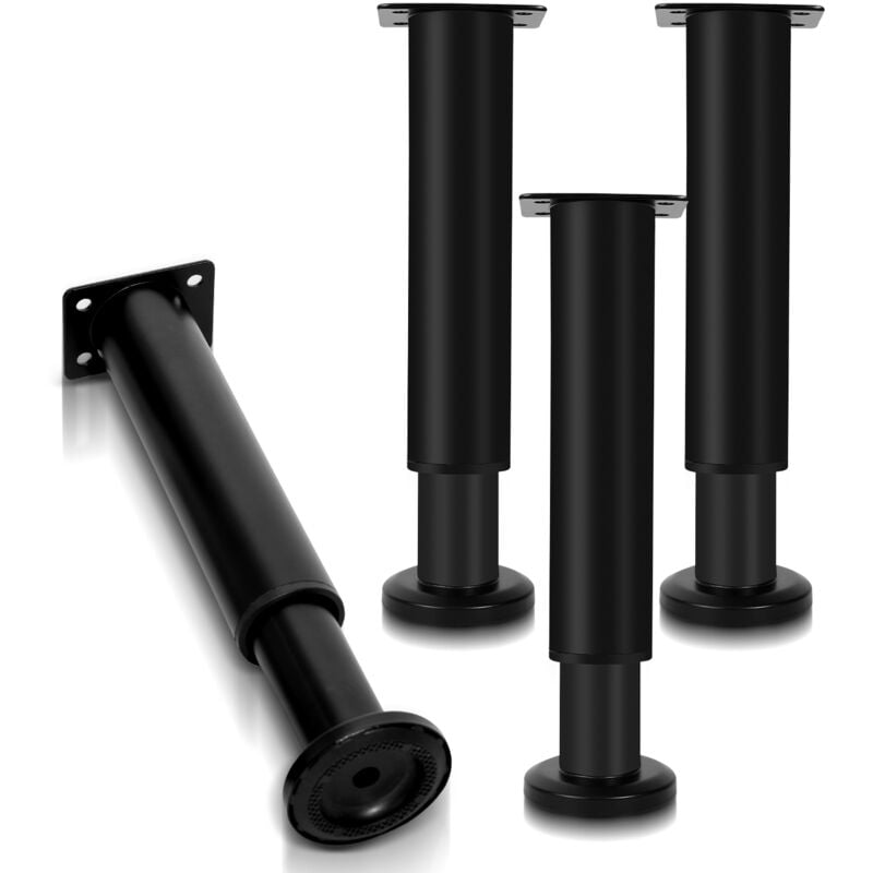 foto del prodotto 4pcs mobili piedi regolabili metallo 12 18cm piede regolabile nero swanew