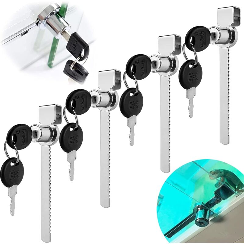 foto del prodotto 4pcs terrarium lock, sliding glass door lock with key, sliding glass showcase door lock and key lock , reptile terrarium showcase lock, zinc alloy,