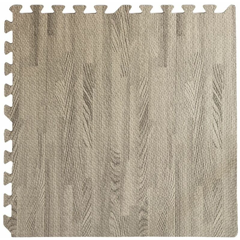 foto del prodotto 4pz tappeto tappetino puzzle morbido effetto legno cenere 60 x 60 x 0,8 cm per bambini gioco da interno
