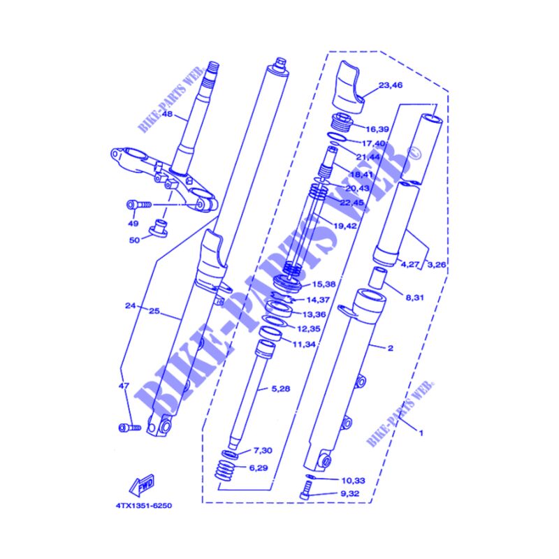 foto del prodotto 4tx 23136 00 fodero forcella sinistro tdm 850 1996 01 yamaha
