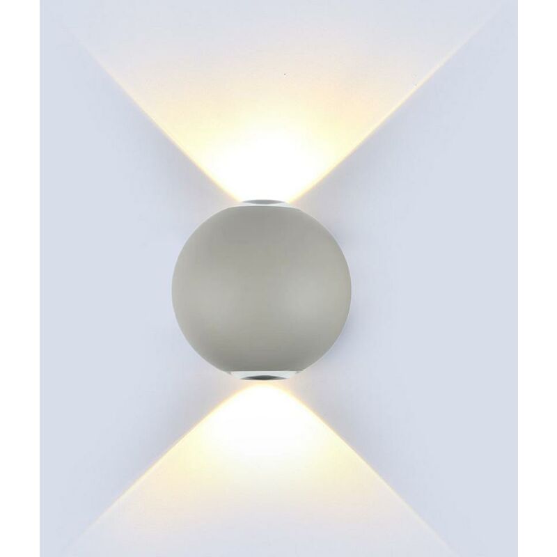foto del prodotto 4w led lampada da parete corpo grigio rotondo ip65 4000k luce naturale