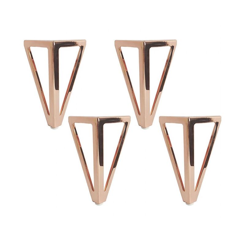 foto del prodotto 4x 15cm gambe per tavolo in metallo triangolari piedini per mobili in stile moderno per armadi divani letto rosa