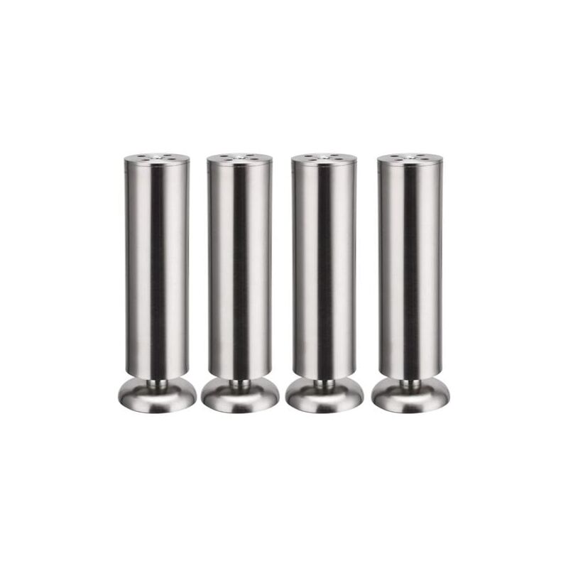 foto del prodotto 4x 300mm gambe per mobili in acciaio inox piedini rotondi per mobili da cucina, tappetino in gomma, sicuri e silenziosi