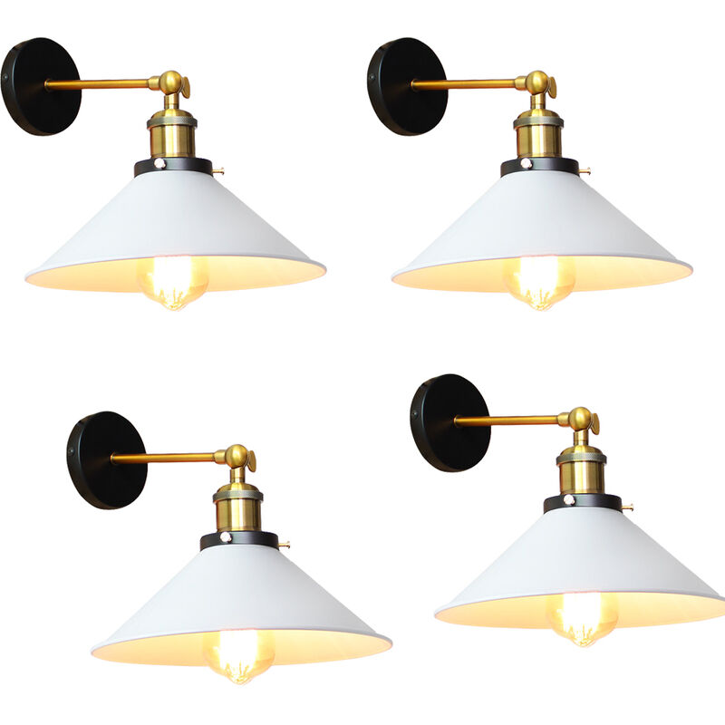 foto del prodotto 4x applique vintage, lampada da parete regolabile 180 industriale stile, applique da interni con 22cm paralume edison per camera da letto cucina
