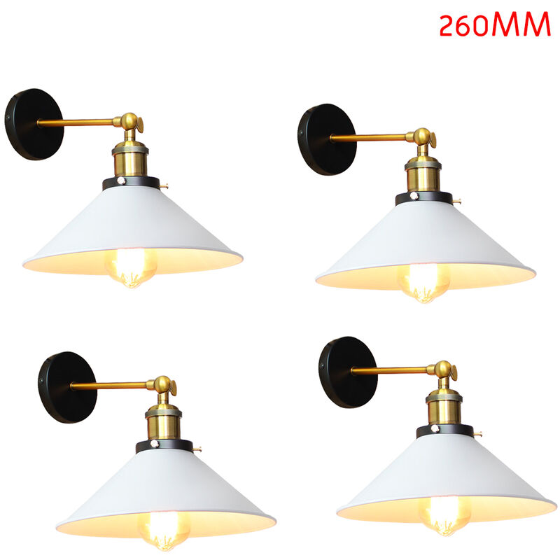 foto del prodotto 4x applique vintage, lampada da parete regolabile 180 industriale stile, applique da interni con 26cm paralume edison per camera da letto cucina