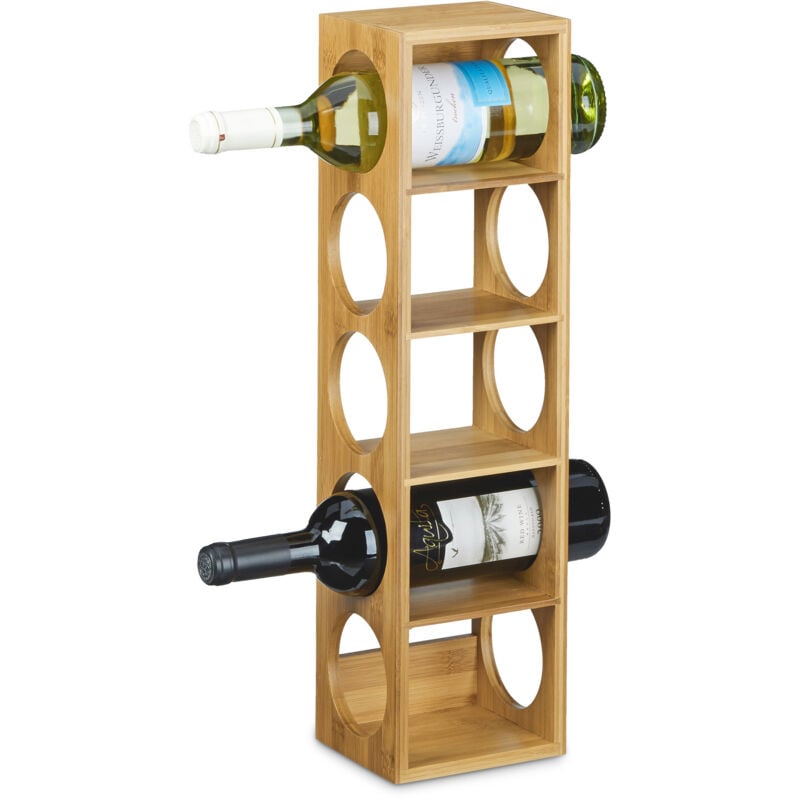 foto del prodotto 4x cantinetta in bamb , scaffale portabottiglie in bamb scaffale 5 bottiglie di vino, 53 x 14 x 12 cm, naturale