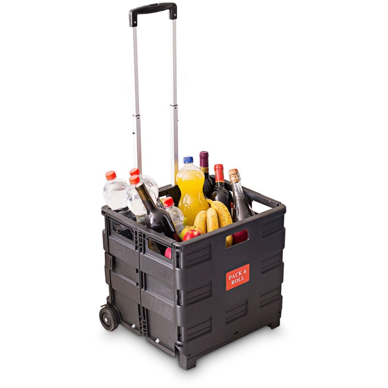 foto del prodotto 4x carrello portaspesa, plastica, hxlxb 39 x 42 x 37 cm, portata 35 kg, porta spesa, carrellino, nero
