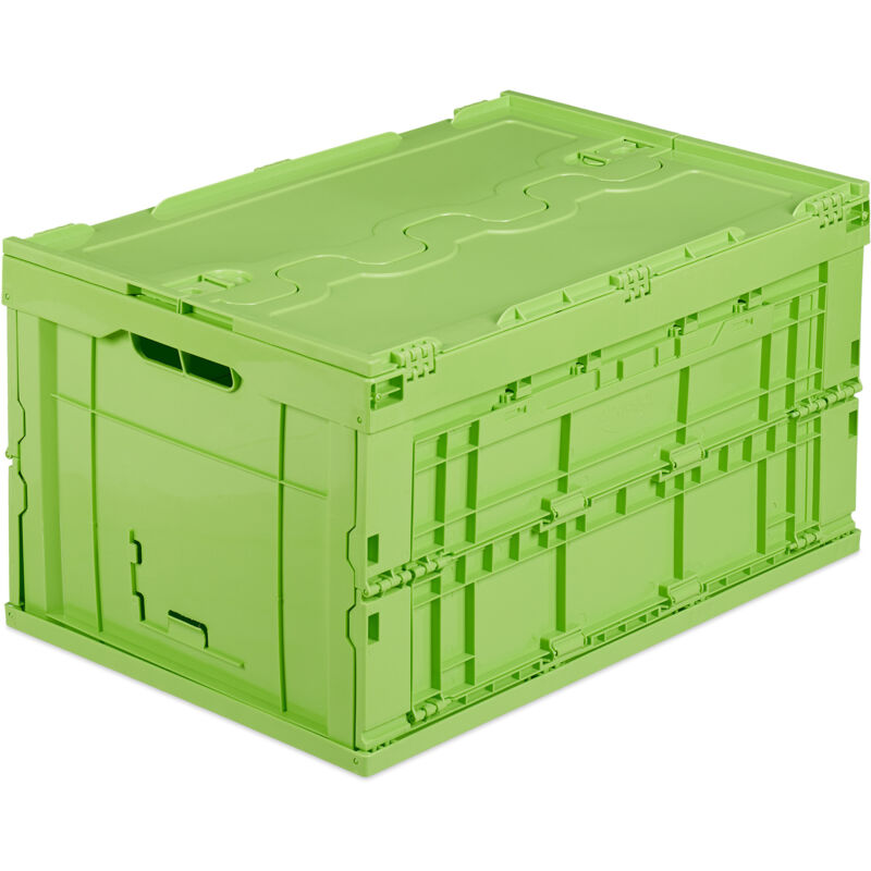 foto del prodotto 4x cassetta pieghevole, stabile, da lavoro, plastica resistente, scatola portaoggetti 60l, hlp 32,5x58,5x39,5cm, verde