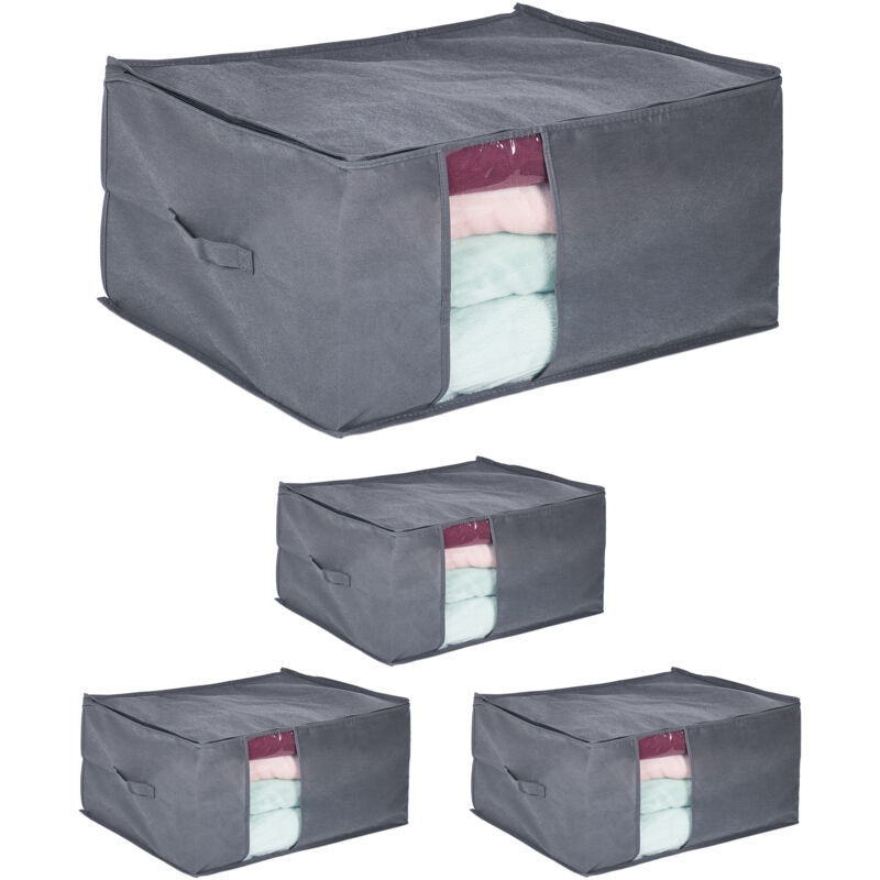 foto del prodotto 4x contenitore per armadio, cerniera, organizzatore sotto letto, porta vestiti, cambio stagione, hlp 30x60x45 cm