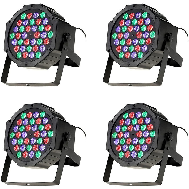 foto del prodotto 4x faro strobo 36 led proiettore effetto luci discoteca rgb sensore sonoro slim