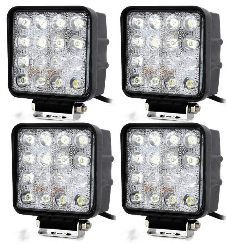 foto del prodotto 4x faro supplementare profondita auto fuoristrada 12v quadrato 16 led 6000k 48w