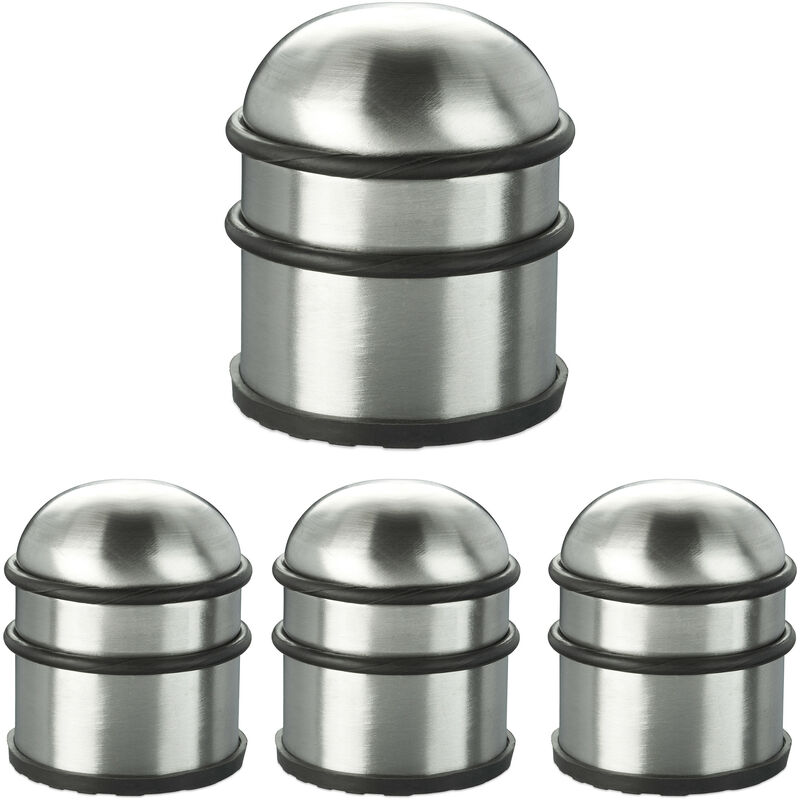 foto del prodotto 4x fermaporte , blocca porta e ferma finestre, in acciaio inox e gomma, accessorio per la casa, 7 cm, argento