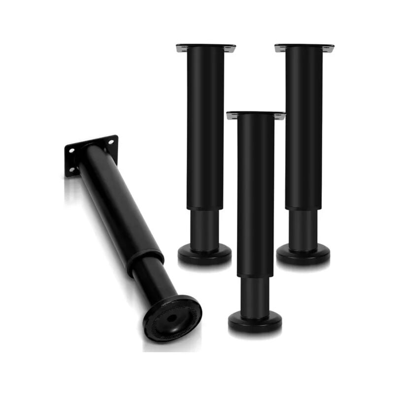 foto del prodotto 4x gambe per mobili 18 30 cm estensibili nere gambe per zoccolo gambe di supporto gambe per mobile gambe per zoccolo regolabili piedini per hotel