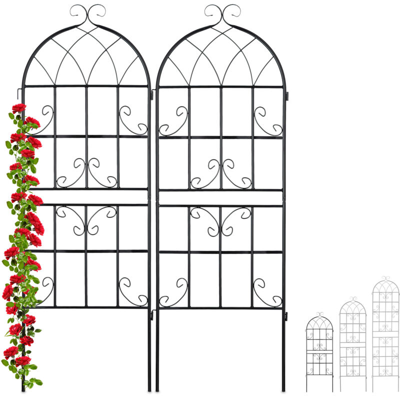 foto del prodotto 4x griglia per rampicanti in metallo, pannelli da piantare, 150 x 50 cm, traliccio giardinaggio per piante, nero