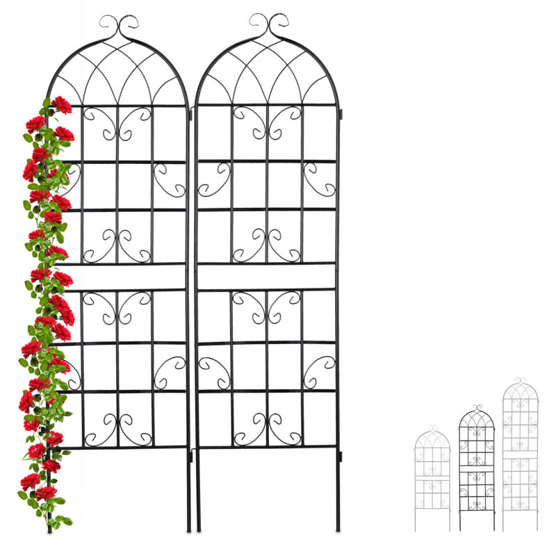 foto del prodotto 4x griglia per rampicanti in metallo, pannelli da piantare, 180 x 50 cm, traliccio giardinaggio per piante, nero
