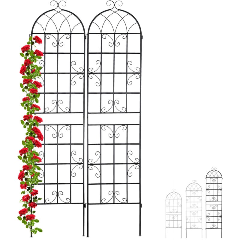 foto del prodotto 4x griglia per rampicanti in metallo, pannelli da piantare, 220 x 50 cm, traliccio giardinaggio per piante, nero