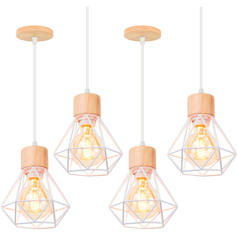 foto del prodotto 4x lampada a sospensione, 16cm diamante plafoniera a sospensione con e27 attacco, illuminazione con gabbia per soggiorno sala da pranzo camera da
