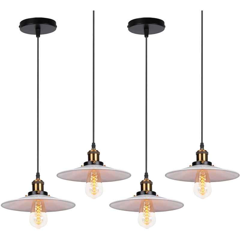 foto del prodotto 4x lampada a sospensione, lampadario da soffitto con 22cm paralume, illuminazione con bronzo e27 per cucina isaland camera da letto bianco 