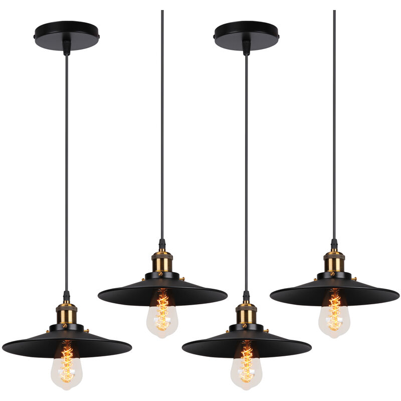 foto del prodotto 4x lampada a sospensione, lampadario da soffitto con 22cm paralume, illuminazione con bronzo e27 per cucina isaland camera da letto nero 