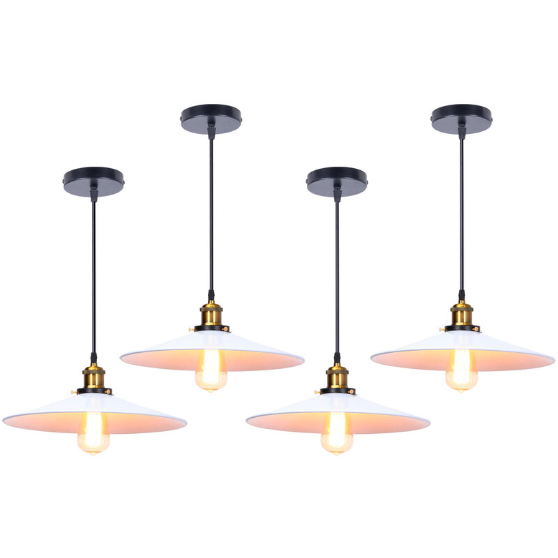 foto del prodotto 4x lampada a sospensione, lampadario da soffitto con 36cm paralume, illuminazione con bronzo e27 per cucina isaland camera da letto bianco 