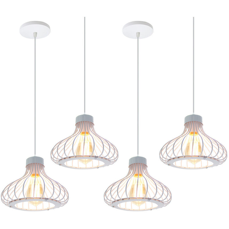 foto del prodotto 4x lampada a sospensione, vintage lampada da soffitto con 23cm gabbia, industriale stile illuminazione in metallo con e27 attacco per soggiorno