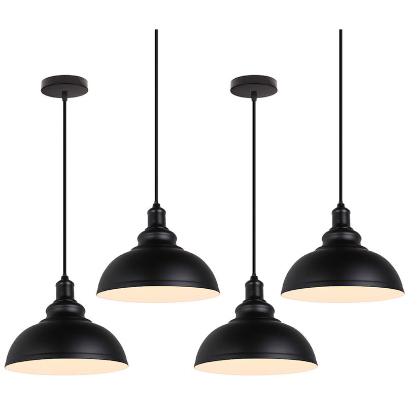 foto del prodotto 4x lampada a sospensione vintage, lampada da soffitto con 29cm paralume in metallo, industriale stile illuminazione supporto edison e27 per