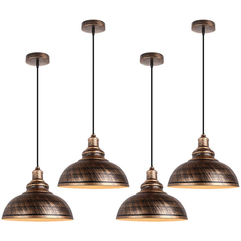 foto del prodotto 4x lampada a sospensione vintage, lampada da soffitto con 29cm paralume in metallo, industriale stile illuminazione supporto edison e27 per