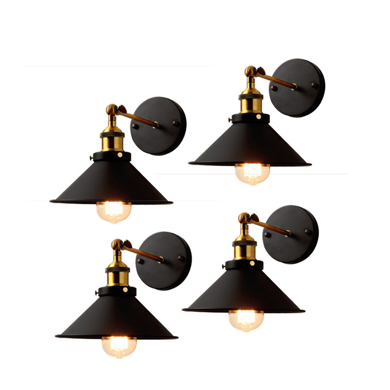 foto del prodotto 4x lampada da parete interni, industriale stile applique con 22cm paralume, illuminazione da parete regolabile 180 per soggiorno camera da letto