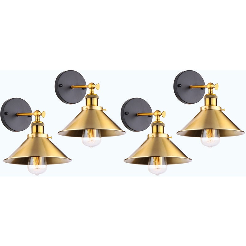 foto del prodotto 4x lampada da parete interni, industriale stile applique con 22cm paralume, illuminazione da parete regolabile 180 per soggiorno camera da letto