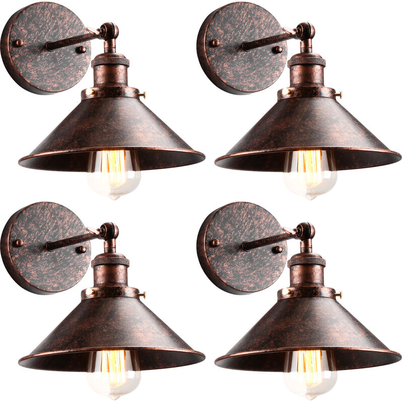foto del prodotto 4x lampada da parete interni, industriale stile applique con 22cm paralume, illuminazione da parete regolabile 180 per soggiorno camera da letto
