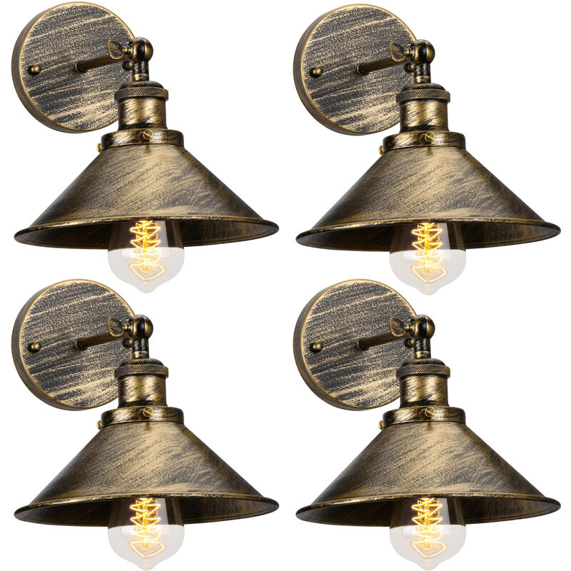 foto del prodotto 4x lampada da parete interni, industriale stile applique con ø22cm paralume, illuminazione da parete regolabile 180° per soggiorno camera da letto corridoio (bronzo)