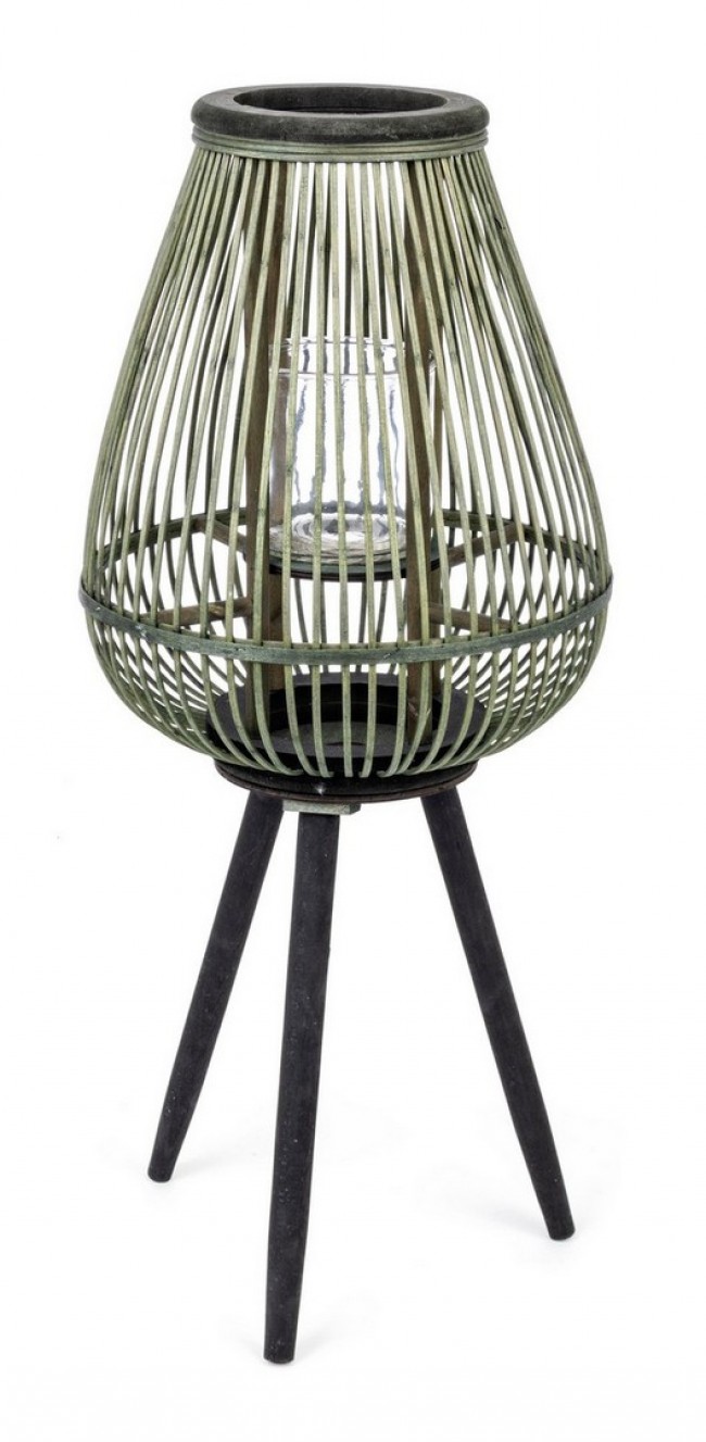 foto del prodotto 4x lanterna treppiede bamboo ver nero h61.5