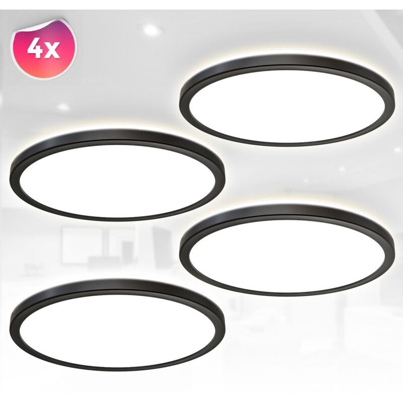 foto del prodotto 4x led plafoniera pannello ultra piatto lampada da soffitto luce indiretta corridoio 18w nero