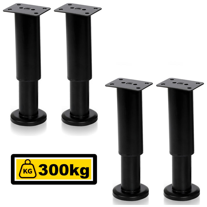 foto del prodotto 4x piedi per mobili 12 18cm estensibili nero piedini per zoccolo gamba di sostegno gamba per mobile piedini per zoccolo per hotel regolabili piedi