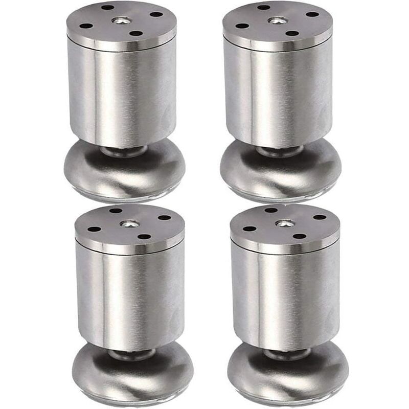 foto del prodotto 4x piedini per mobili da cucina in acciaio inox rotondi 50 x 100 mm, tappetini in gomma