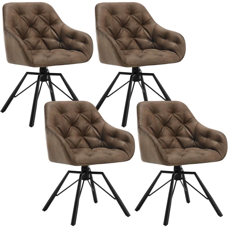 foto del prodotto 4x poltroncina sedia imbottita sala da pranzo girevole a 360 attesa moderna in pu elegante con braccioli, marrone woltu