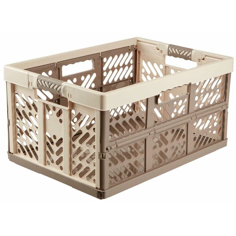 foto del prodotto 4x robusti box contenitori pieghevoli con impugnature soft touch, 54 x 37 x 28 cm, 45 l, ben, crema taupe keeeper