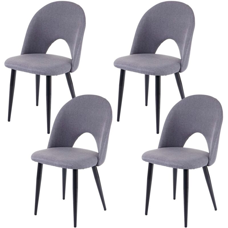 foto del prodotto 4x sedie da cucina, tessuto tessuto, gambe in metallo grigio scuro 040000579