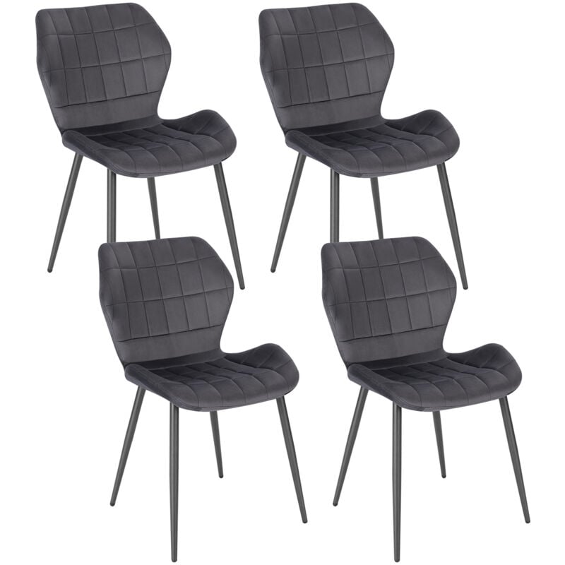 foto del prodotto 4x sedie ergonomica da pranzo. sedia nordica. sedia da cucina in velluto. seduta imbottita. per camera da letto. salotto. grigio scuro. gambe in