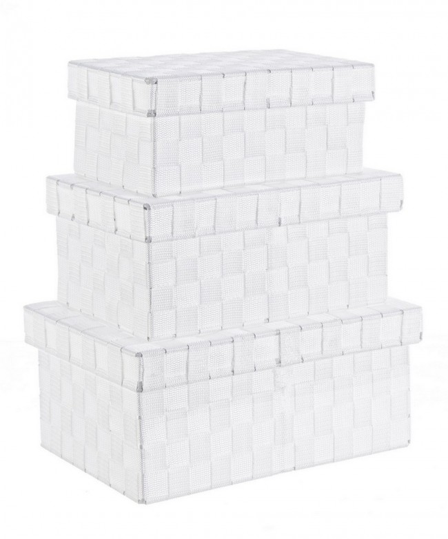 foto del prodotto 4x set di scatole intreccio nylon 27.5x17.5x12h, 31.5x21.5x14h, 35.5x24x16h