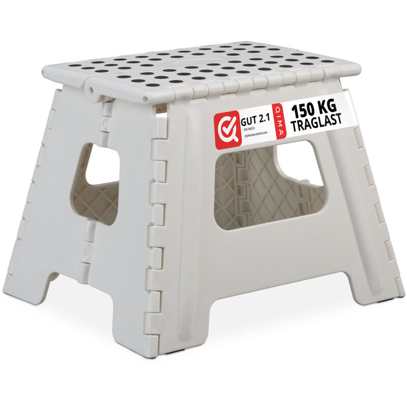 foto del prodotto 4x sgabello pieghevole l, trasportabile, da bagno o campeggio, per bambini, fino a 120 kg, plastica, h 32,5 cm, bianco
