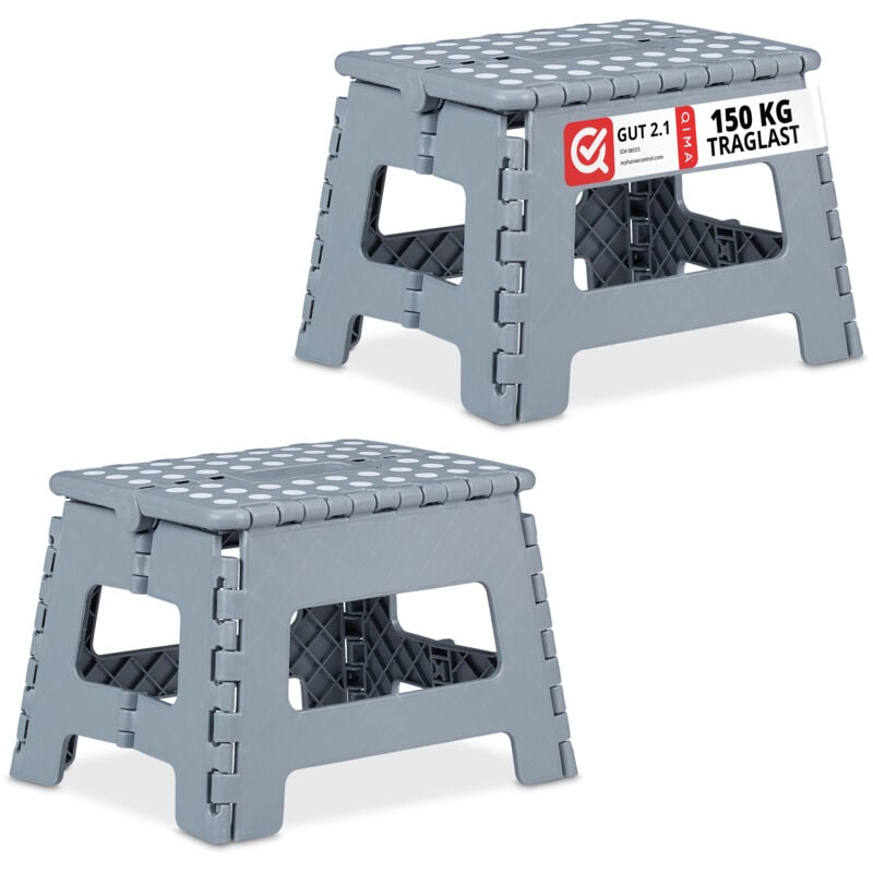 foto del prodotto 4x sgabello pieghevole m, trasportabile, da viaggio e bagno, bambini, fino 120 kg plastica 22 cm, grigio chiaro