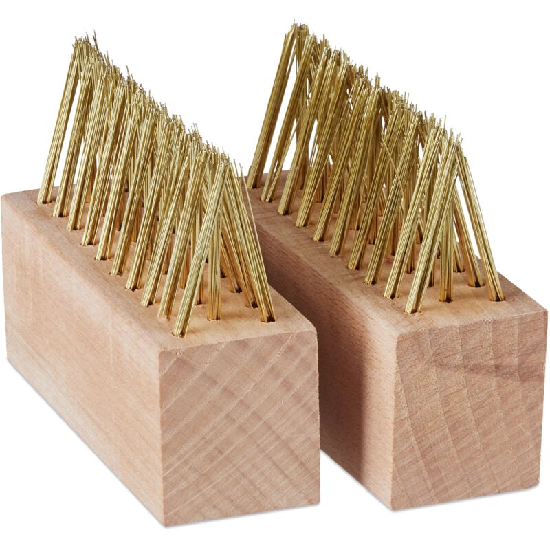 foto del prodotto 4x spazzola per fughe in set , spazzole di ricambio, rimozione muschio e erbacce, da giardino, naturale ottone