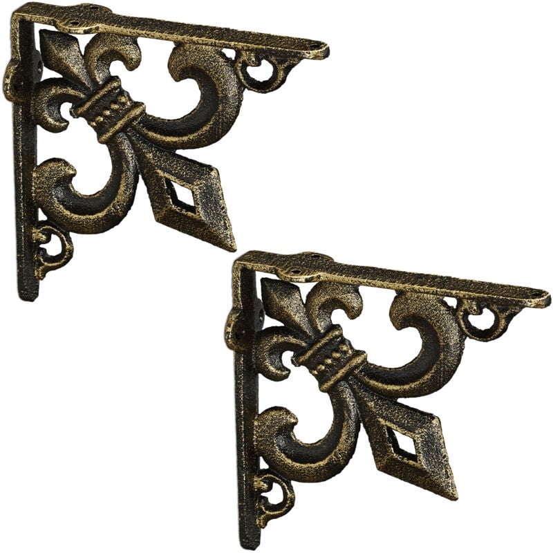 foto del prodotto 4x staffe per mensole, supporti dal design barocco, reggimensola angolari per scaffali, stile vintage, bronzo