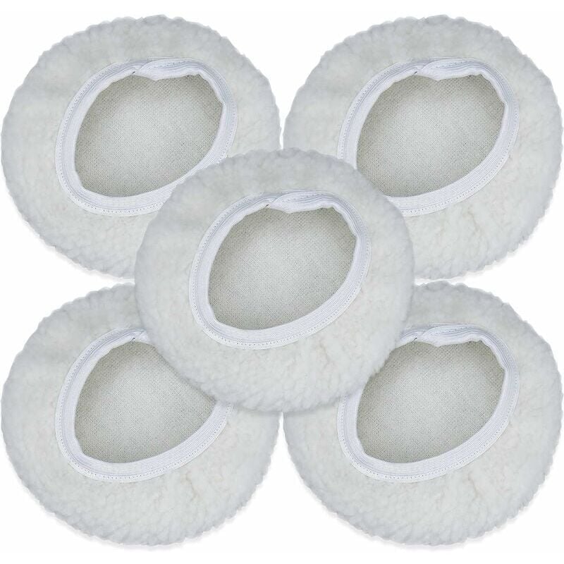 foto del prodotto 5 confezioni di lucidatura bonnet, kit di dischi per lucidatura auto da 125 150 mm, tamponi per ceratura in lana per la maggior parte delle