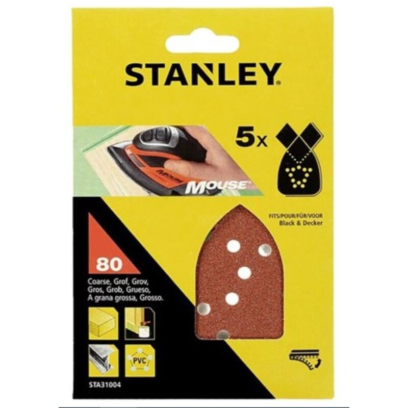 foto del prodotto 5 fogli velcro a delta per mouse grana 40 stanley